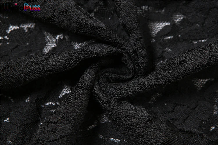 Lace See Through Black Women Maxi Dress
