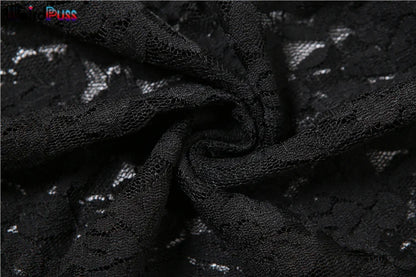 Lace See Through Black Women Maxi Dress