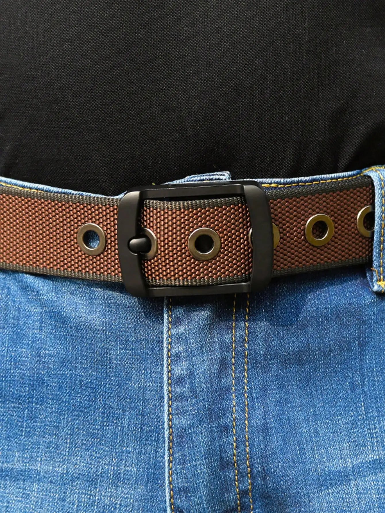 Thick double-sided nylon belt, men's casual needle buckle canvas belt, versatile workwear, jeans, pants strap, trendy