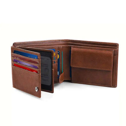 YATBEST Men's Wallet RFID Anti-Theft Brush Loose Leaf Three Fold Wallet Large Capacity With Zero Money Bag Credit Card Bag