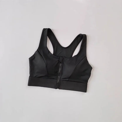 Women's High Impact Front Zipper Sports Bra Shockproof Quick Dry Yoga Top Running Vest Fitness Adjust Gym Underwear