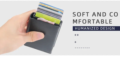 2024 Magnet Anti Rfid Blocking ID Credit Card Holder Case for Men Leather ID Bank Wallets with Magnetic Buckle Closer Cardholder