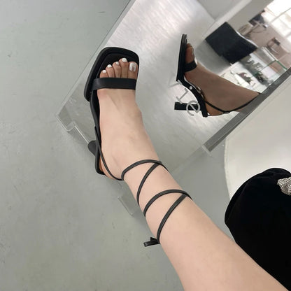 Eilyken 2025 Summer New Brand Ankle Strap Sandal Women Thin High Heel Lace-Up Dress Pumps Shoes Outdoor Gladiator Sandals