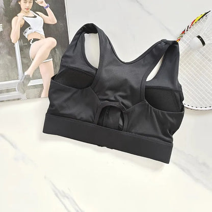 Women's High Impact Front Zipper Sports Bra Shockproof Quick Dry Yoga Top Running Vest Fitness Adjust Gym Underwear