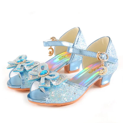Summer Girls Sandals with Heel Princess Dancing Shoes