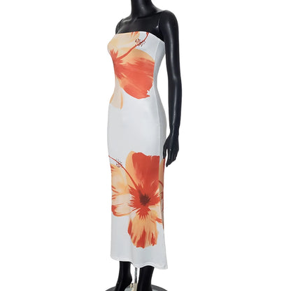 Women's Flower Printed Tubeless Dress
