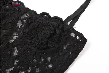 Lace See Through Black Women Maxi Dress