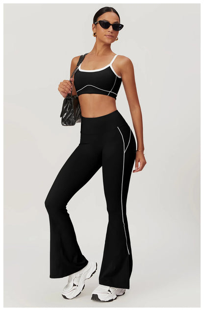 Yoga Set Women Sport Bra Gym Workout Legging High Waist Wide Flare Pant Fitness Sports Shorts Active Wear Suit