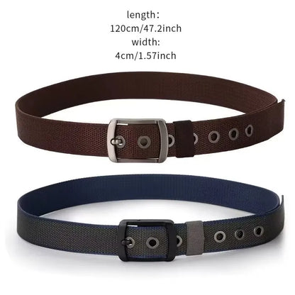 Thick double-sided nylon belt, men's casual needle buckle canvas belt, versatile workwear, jeans, pants strap, trendy