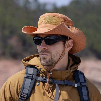 Men's Summer Spring and Autumn Sunscreen Hat Outdoor Mountaineering Fishing Hat Large Eaves Breathable Sunshade