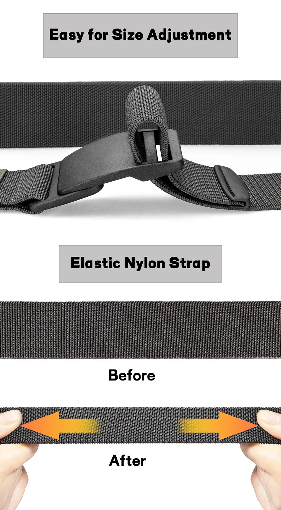 Maikun Large Size Fabric Men's Belt Work No Hole Nylon Webbing Plastic Buckle Belt Military Nylon Blend Web Belt