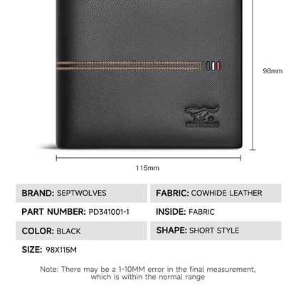 Septwolves Genuine Leather Wallets For Men Original Leather Wallet Man Cowhide Wolf Pattern With Brand Box Father Lover Gift
