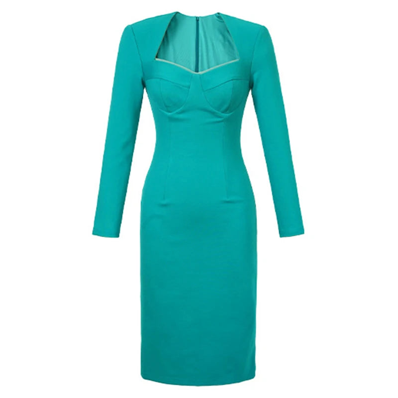 French Elegant Dress for Women High Quality Celebrity Long Sleeve Bodycon Robe Female Party Business OL Vestidos Banquet Clothes
