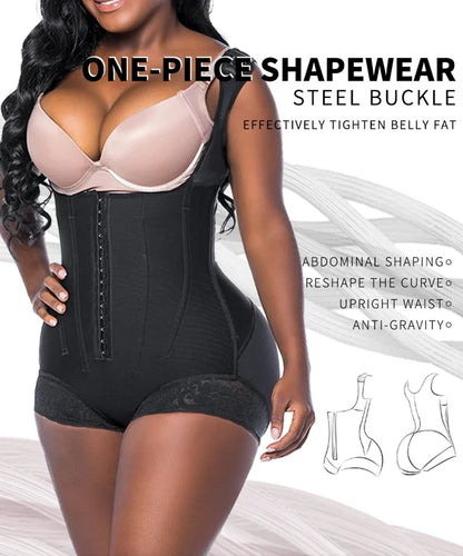 AfruliA Bodysuits Shapewear High Compression Body Shaper with 9 Steel Bones Post-Surgical Slimming Sheath Fajas Colombian Girdle