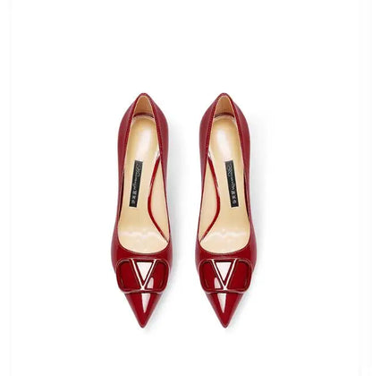 Women's Leather High Heels, Luxurious and Elegant Shoes, Shallow Mouth, Fashionable, Wedding
