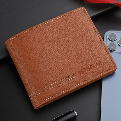 Men's Wallet Men's Youth Luxury Short Leather Card Holder Slim Minimalist Double Fold Men's Wallet