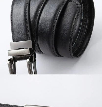2025 Leather Men's Women's 3.5cm Click Belt with High Quality Alloy Automatic Buckle Unisex Classic Business Belts for Jeans