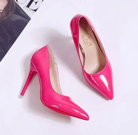 2025 New Women's High Heels Red Sole Pointed Toe Stiletto Heels Classic Style Wedding Dinner Complete Colors Shallow Top Shoes