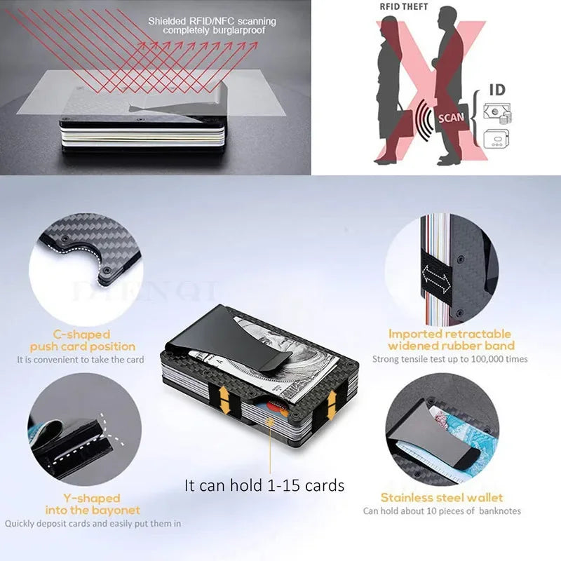 Front Pocket RFID Blocking Minimalist Wallet for Men - 2025 Slim Mini Fashion Wallet - Metal Wallet with Money Clip for Unisex
