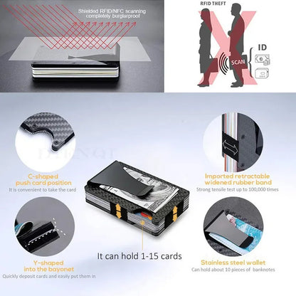 Front Pocket RFID Blocking Minimalist Wallet for Men - 2025 Slim Mini Fashion Wallet - Metal Wallet with Money Clip for Unisex