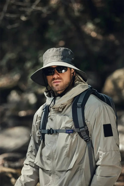 new Men's Wide Brim Sun Hat - Waterproof UV Protection Safari Bucket Hat for Fishing Hiking Climbing Summer Outdoor Oversized