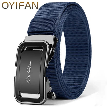 Fashion Men's Belt, Men’s Designer Belts  Alloy Automatic Buckle, Canvas Belt, Sports Belt, Large Size 110-160cm Automatic Belt