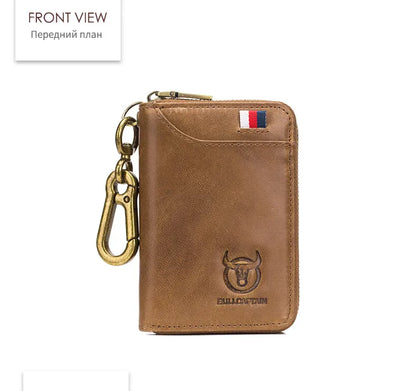 BULLCAPTAIN Genuine Leather Men's Key Card Bag High-quality Multi-function Key Box Car Key Chain Wallet Mini Card Bag Key Clip