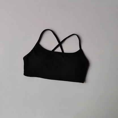 Women's Solid Color Fitness Bra Soft Cross Back Gym Sports Top with Chest Pad Push-Up Yoga Vest Sport Bra Yoga Gym Crop Top