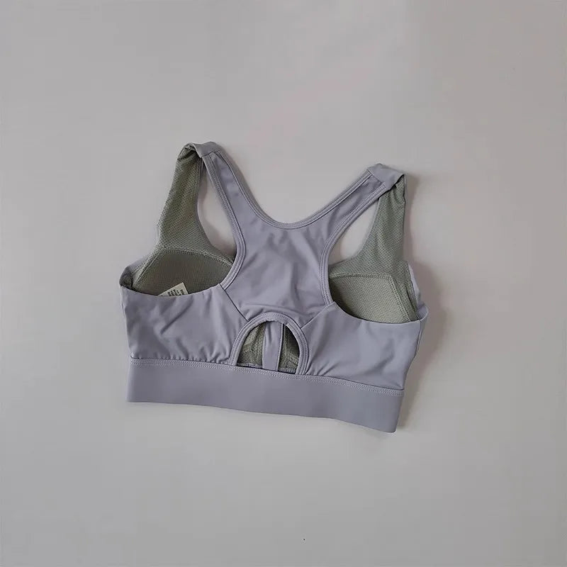 Women's High Impact Front Zipper Sports Bra Shockproof Quick Dry Yoga Top Running Vest Fitness Adjust Gym Underwear