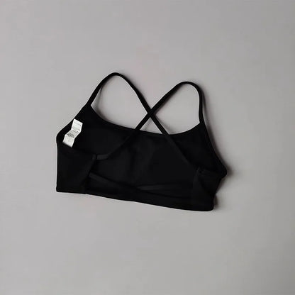 Women's Solid Color Fitness Bra Soft Cross Back Gym Sports Top with Chest Pad Push-Up Yoga Vest Sport Bra Yoga Gym Crop Top