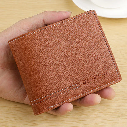 Men's Wallet Men's Youth Luxury Short Leather Card Holder Slim Minimalist Double Fold Men's Wallet