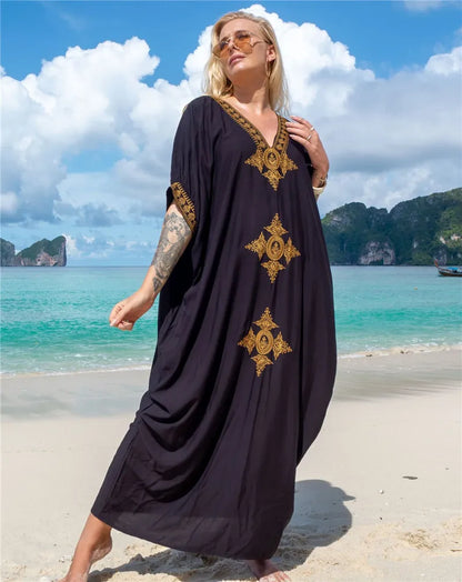 2024 Bikini Cover-ups White Retro Pull Over Women Summer Clothing Kimono Dress Beach Wear Swim Suit Cover Up Beach Dress Sarong