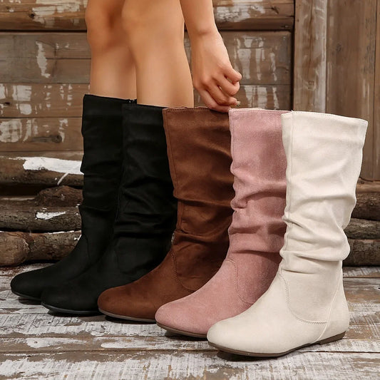 Women  Spring Knee High Boots Black White