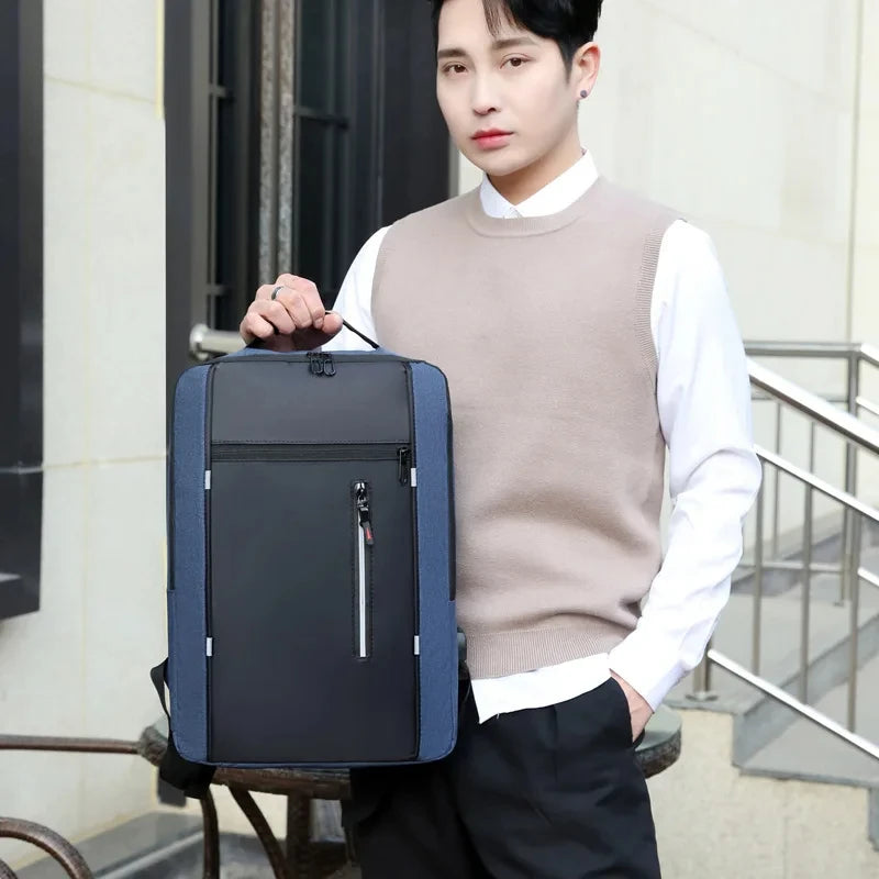 Waterproof Oxford Laptop Backpack for Men 15.6 Inch USB Charging Business Travel School Backpack High Capacity