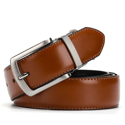 Real Genuine Leather Rotating Alloy Pin Buckle Belt for Men Unisex High Quality Cowskin Leather Cowboy Jeans Double-sided Belts