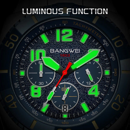 BANGWEI 2025 Luxury Watches Men Fashion Sports Quartz Wristwatches 30M Waterproof Luminous Chronograph Mens Watch Reloj Hombre