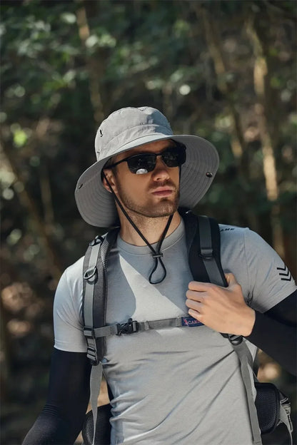 new Men's Wide Brim Sun Hat - Waterproof UV Protection Safari Bucket Hat for Fishing Hiking Climbing Summer Outdoor Oversized
