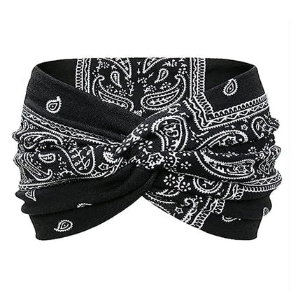 Yoga Headbands For Women's Hair Wide Thick Stretchy Boho African Turban Knotted Leopard Head Bands