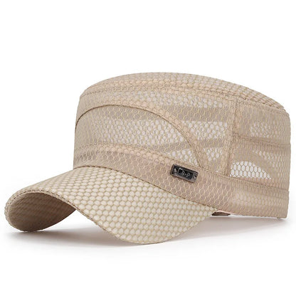 FashionSummer Men's Summer Hat Mesh Military Caps FlatTop Snapback Adjustable Baseball Cap Cadet ArmyMan Breathable Trucker Caps