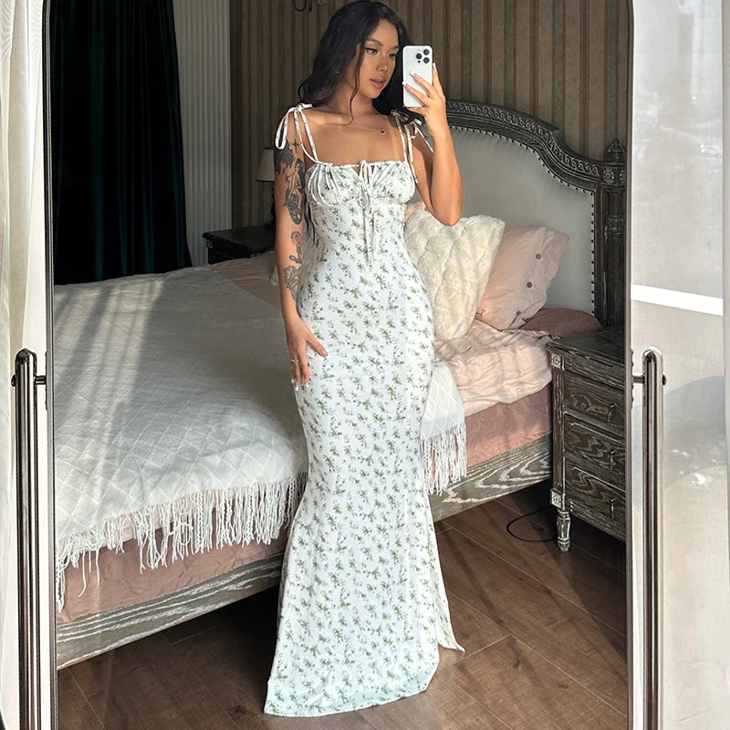 Women Elegant Floral Beach Vacation Long Summer Dress
